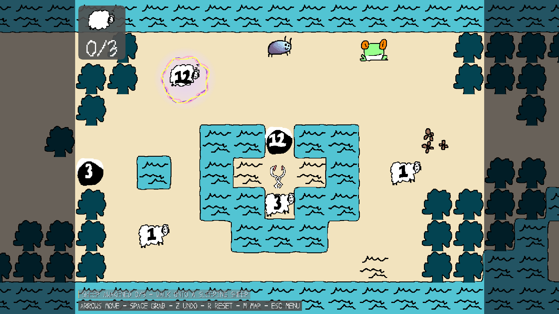 Carrot Count Sheep: the beach world